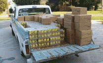 Photo of truck load of food donated